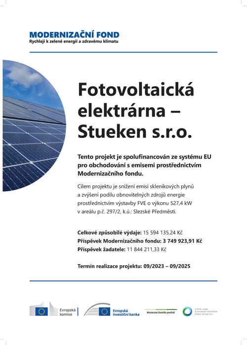 Proof of funding photovoltaic system STÜKEN Czech Republic